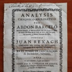 Documentos antiguos: 1739 JUICIO DE CONTENCIÓN - PARROQUIA DE STA. CRISTINA DE ARO CONTRA JUAN REXACH DE BELLLLOCH. Lote 276173378