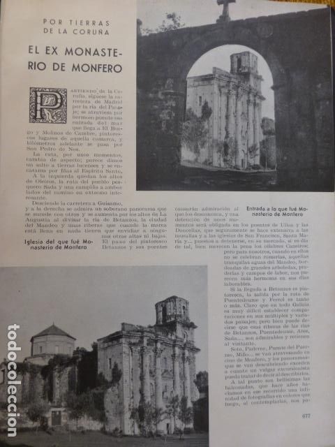 Documentos antiguos: PUENTEDEMUME LA CORU&Ntilde;A REPORTAJE SOBRE EL MONASTERIO DE MONFERO 1933 - Foto 1