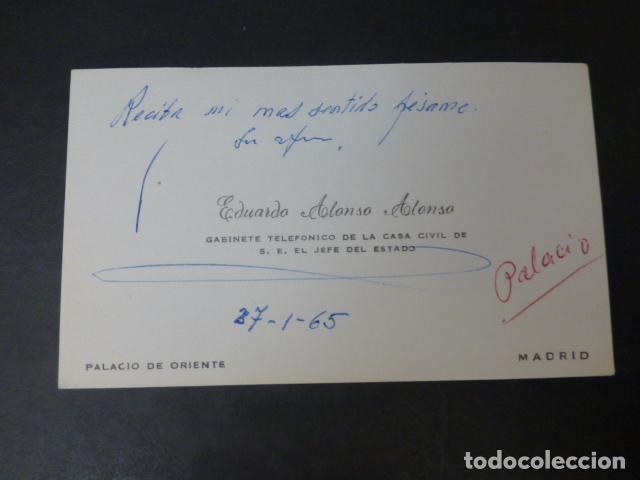 Documenti antichi: TARJETA DE VISITA EDUARDO ALONSO GABINETE TELEFONICO JEFE DEL ESTADO FRANCO EN PALACIO DE ORIENTE