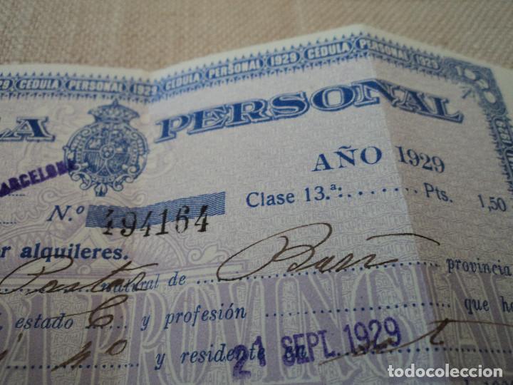 Documentos antiguos: C&Eacute;DULA PERSONAL, 1929, barcelona - Foto 2