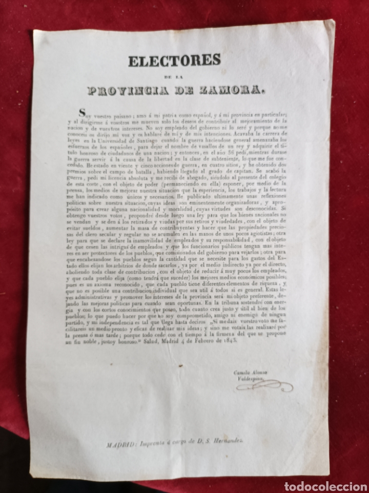 Documentos antiguos: Zamora elecciones 1843 - Foto 1