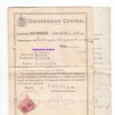 Documentos antiguos: IMPRESOS MATRICULA Y EXAMEN MEDICINA UNIVERSIDAD CENTRAL MADRID ”ENSEÑANZA NO OFICIAL” 1931-32 SD. Lote 277693193