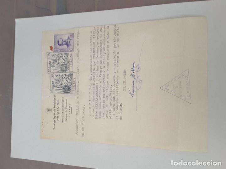 Documentos antiguos: Documento Falange 1948 - Foto 1