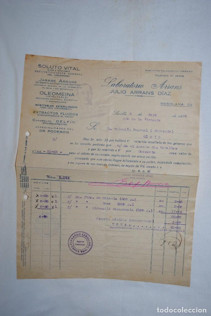 Documentos antiguos: LABORATORIO ARRANS SEVILLA 1939 - Foto 1