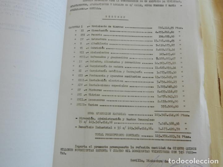 Documentos antiguos: PROYECTO DE EDIFICIOS DE VIVIENDAS ... - C/ VALLE, MU&Ntilde;OZ TORRERO Y M. AUXILIADORA, SEVILLA - NORIEGA - Foto 2