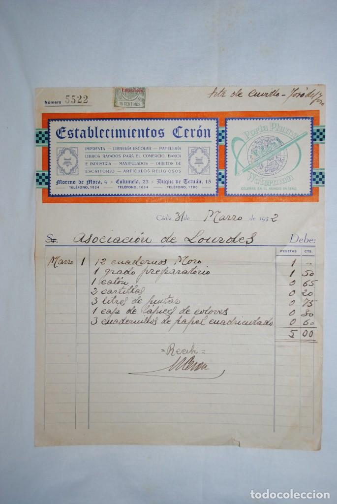 Documentos antiguos: ESTABLECIMIENTOS CERON 1932 - Foto 1