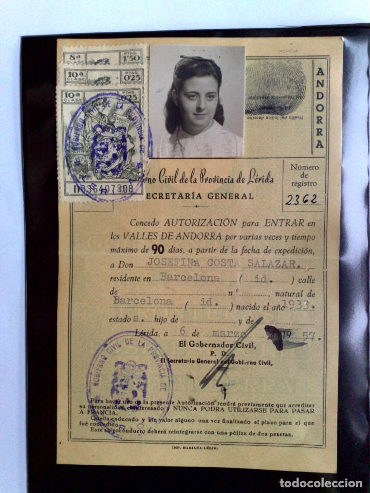 Documentos antiguos: SALVOCONDUCTO,AUTORIZACI&Oacute;N ENTRADA EN VALLES DE ANDORRA,EXPEDIDO 1957 (DESCRIPCI&Oacute;N)