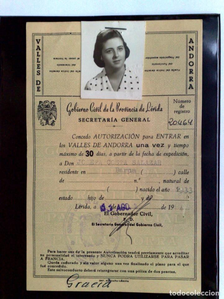 Documentos antiguos: SALVOCONDUCTO,AUTORIZACI&Oacute;N ENTRADA EN VALLES DE ANDORRA,EXPEDIDO 1960 (DESCRIPCI&Oacute;N)