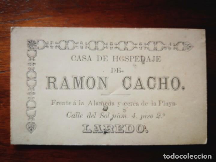Documentos antiguos: CASA DE HOSPEDAJE DE RAMON CACHO EN LAREDO ( CANTABRIA ) - ANTIGUA TARJETA PUBLICITARIA