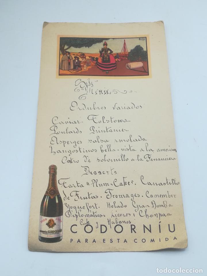 Alte Dokumente: MENU CAVA CORDONIU. CAVA, CHAMPAGNE. A&Ntilde;OS 50-60. ORIGINAL. VER FOTOS