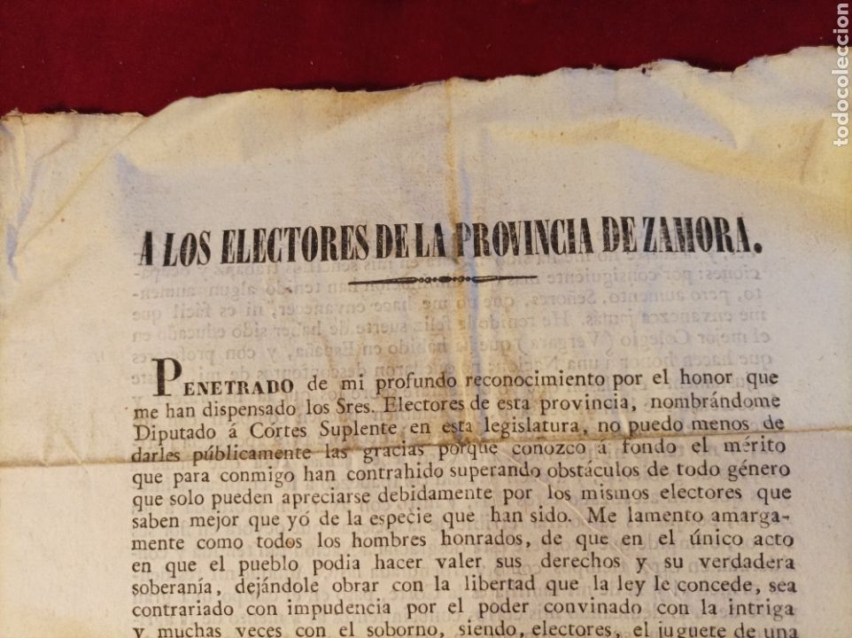 Documentos antiguos: Comunicado Zamoranos 1843 - Foto 3