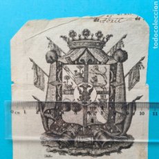 Documentos antiguos: SIGILOGRAFIA - HERALDICA - GRABADO ESCUDO HERALDICO - RECORTE DE PASAPORTE DEL SIGLO XIX - VER. Lote 285586648