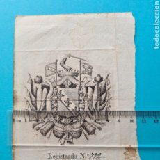 Documentos antiguos: SIGILOGRAFIA - HERALDICA - GRABADO ESCUDO HERALDICO - RECORTE DE PASAPORTE DEL SIGLO XIX - VER. Lote 285586703