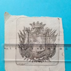 Documentos antiguos: SIGILOGRAFIA - HERALDICA - GRABADO ESCUDO HERALDICO - RECORTE DE PASAPORTE DEL SIGLO XIX - VER. Lote 285586803