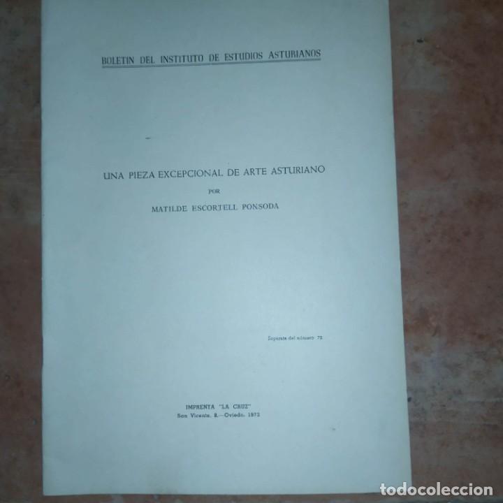 Documentos antiguos: Boletin Del Instituto De Estudios Asturianos. Una Pieza Excepcional Del Arte Asturiano. Matilde Esco
