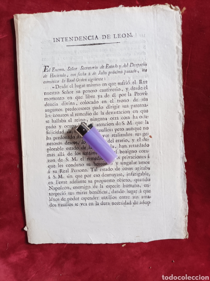 Documentos antiguos: Napole&oacute;n Intendencia Leon - Foto 1
