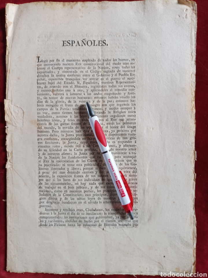 Documentos antiguos: Proclama Constituci&oacute;n Cortes 1820 - Foto 1