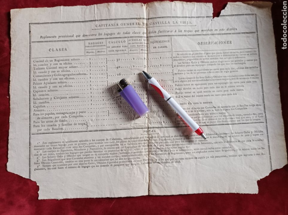 Documentos antiguos: Reglamento bagages Ej&eacute;rcito 1818 - Foto 2