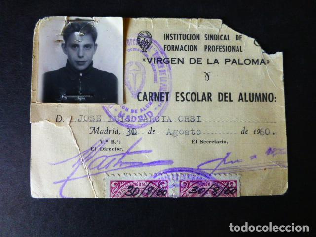 Documentos antiguos: CARNET INSTITUTO FORMACION PROFESIONAL VIRGEN DE LA PALOMA MADRID 1960