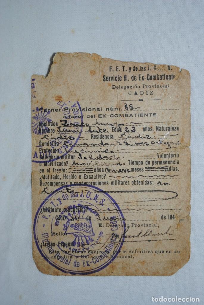 Documentos antiguos: TARJETA DE SERVICIO DE EX- COMBATIENTE - Foto 1