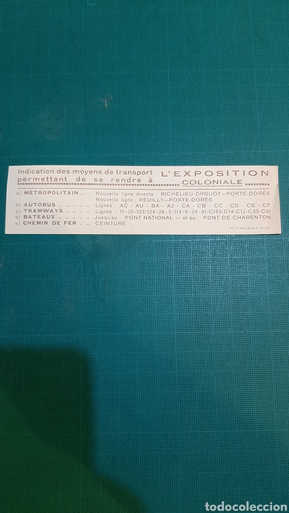 Documentos antiguos: 1931 INVITACI&Oacute;N EXPOSICI&Oacute;N COLONIALES INTERNACIONAL PARIS - Foto 2