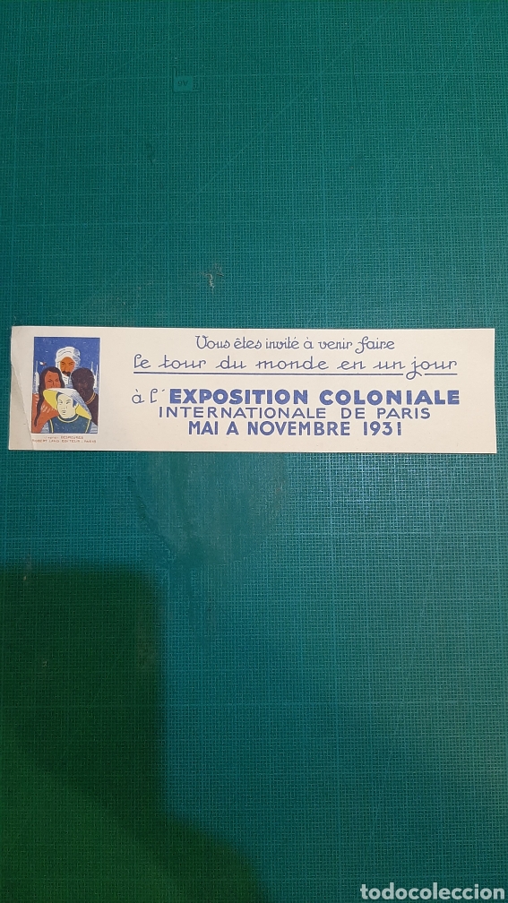 Documentos antiguos: 1931 INVITACI&Oacute;N EXPOSICI&Oacute;N COLONIALES INTERNACIONAL PARIS - Foto 1