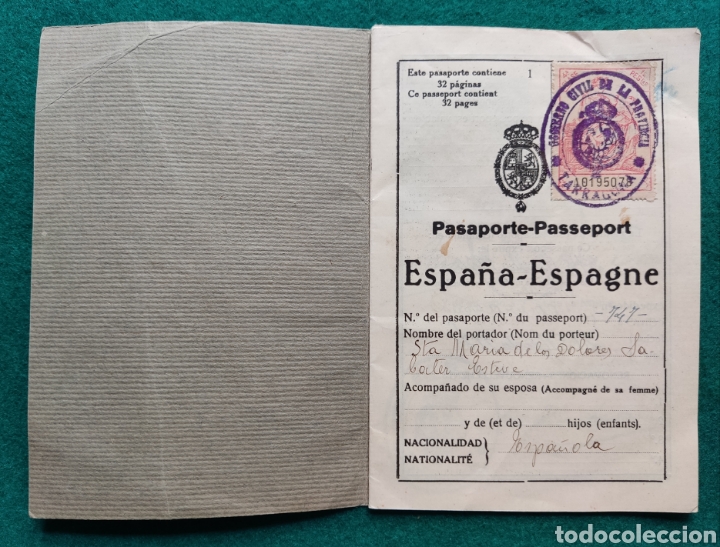 Documentos antiguos: PASAPORTE ESPA&Ntilde;A EXPEDIDO EN TARRAGONA 1930 - Foto 2