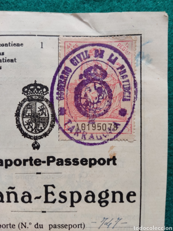 Documentos antiguos: PASAPORTE ESPA&Ntilde;A EXPEDIDO EN TARRAGONA 1930 - Foto 3