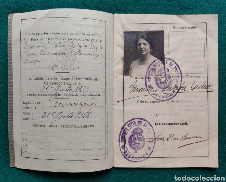 Documentos antiguos: PASAPORTE ESPA&Ntilde;A EXPEDIDO EN TARRAGONA 1930 - Foto 4