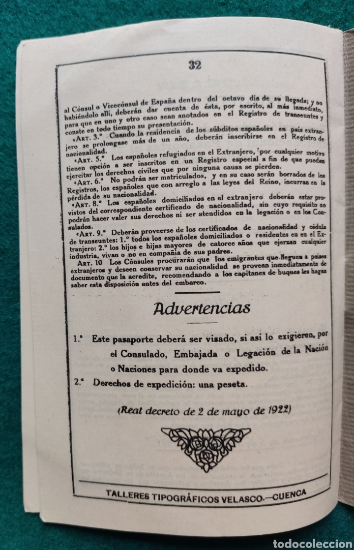Documentos antiguos: PASAPORTE ESPA&Ntilde;A EXPEDIDO EN TARRAGONA 1930 - Foto 10