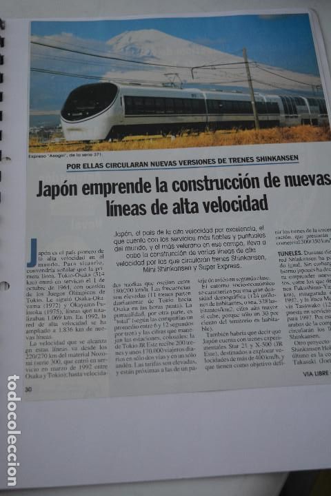Documentos antiguos: TRENES.FERROCARRIL.JAPON RECORTE DE REVISTA.NUEVAS LINEAS DE ALTA VELOCIDAD,1993.2 P&Aacute;GINAS