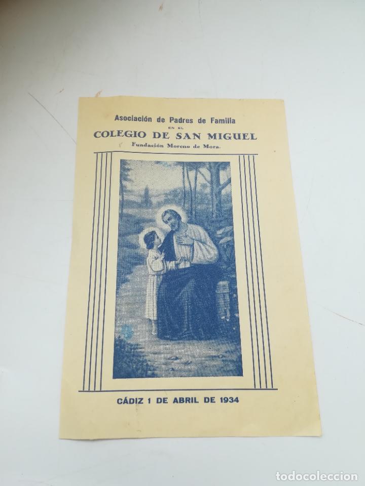 Documentos antiguos: ASOCIACI&Oacute;N DE PADRES DE FAMILIA. COLEGIO DE SAN MIGUEL. ABRIL 1934. IMAGEN DE SAN JOS&Eacute; Y NI&Ntilde;O JES&Uacute;S.