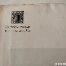 Documentos antiguos: MANCOMUNITAT DE CATALUNYA. 3 FULLS EN BLANC AMB MARCA D'AIGUA, UN D'ELLS AMB MEMBRET.. Lote 292068413