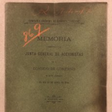 Documentos antiguos: COMPAÑÍA ANÓNIMA DE SEGUROS AURORA. MEMORIA JUNTA GENERAL ACCIONISTAS DE 1904.. Lote 292111458