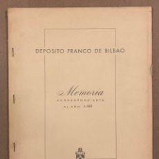 Documentos antiguos: DEPÓSITO FRANCO DE BILBAO. MEMORIA CORRESPONDIENTE AL AÑO 1969.. Lote 292111568