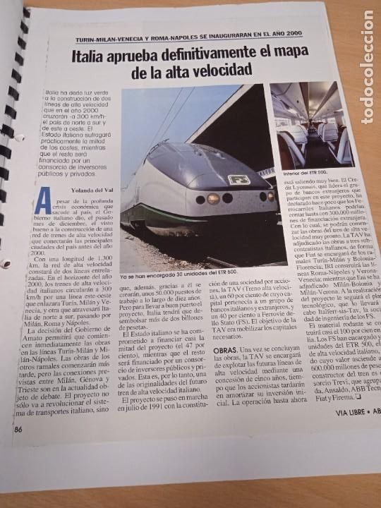 Documentos antiguos: Trenes. Ferrocarril.Recorte revista. Italia. Proyecto alta velocidad 1993