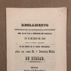 Documentos antiguos: REGLAMENTO ACORDADO POR SEÑORÍO DE VIZCAYA EN 1840 PARA EL CUIDADO DE PRESOS DE SU CARCEL DE BILBAO.. Lote 292208588