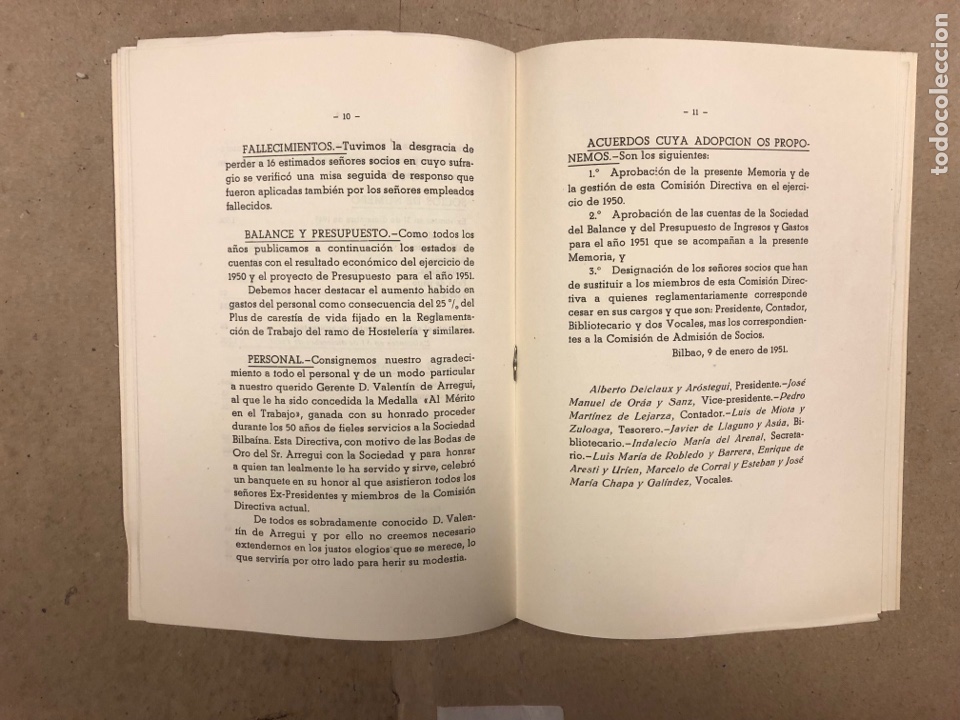 Documentos antiguos: SOCIEDAD BILBA&Iacute;NA. MEMORIA JUNTA GENERAL A&Ntilde;O 1950. - Foto 4