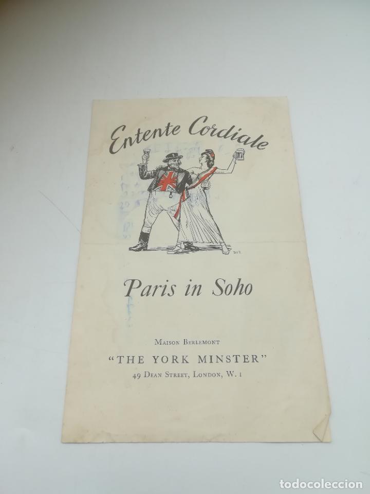 Old Documents: PUBLICIDAD. ENTENTE CORDIALE PARIS IN SOHO. THE YORK MONSTER.EN INGLES. VER INTERIOR