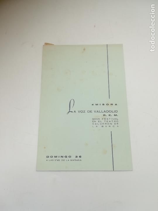 Documentos antiguos: EMISORA. LA VOZ DE VALLADOLID. CALDER&Oacute;N DE LA BARCA. PROGRAMA. VER