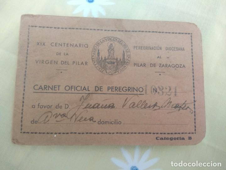 Documentos antiguos: Antiguo carnet oficial de peregrino XIX centenario de la virgen del pilar
