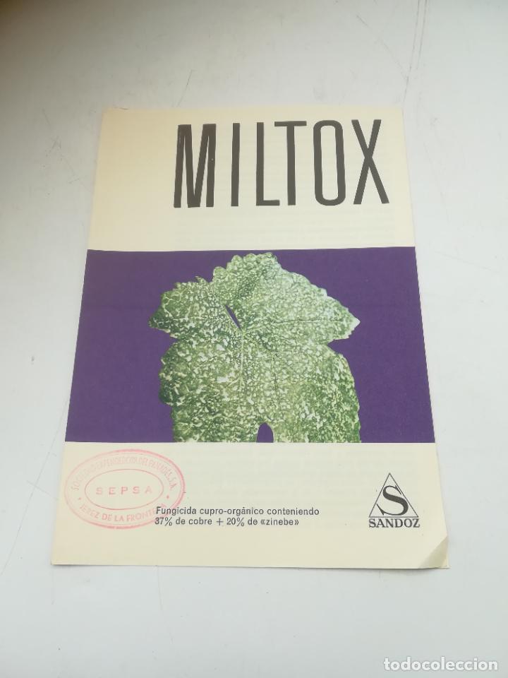 Old Documents: PUBLICIDAD SANDOZ. FUNGICIDA MILTOX. SUIZA. EN ESPA&Ntilde;OL. VER