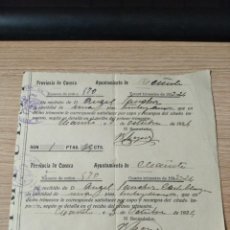 Documentos antiguos: AÑO 1924 - AYTO. CAÑETE (CUENCA) - RECIBO DE PAGO DE IMPUESTOS - MANUSCRITO. Lote 293366018