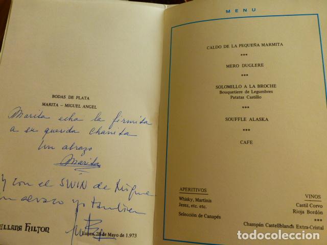 Documentos antiguos: MENU HOTEL CASTELLANA HILTON 1973 - Foto 2