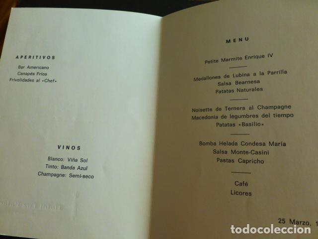 Documentos antiguos: MENU HOTEL LUZ PALACIO MADRID 1969 - Foto 2