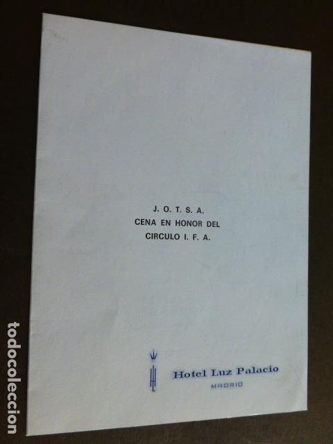 Documentos antiguos: MENU HOTEL LUZ PALACIO MADRID 1969 - Foto 1