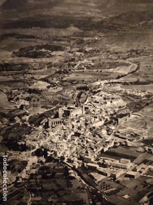 Alte Dokumente: MORA DE RUBIELOS TERUEL VISTA AEREA ANTIGUO HUECOGRABADO