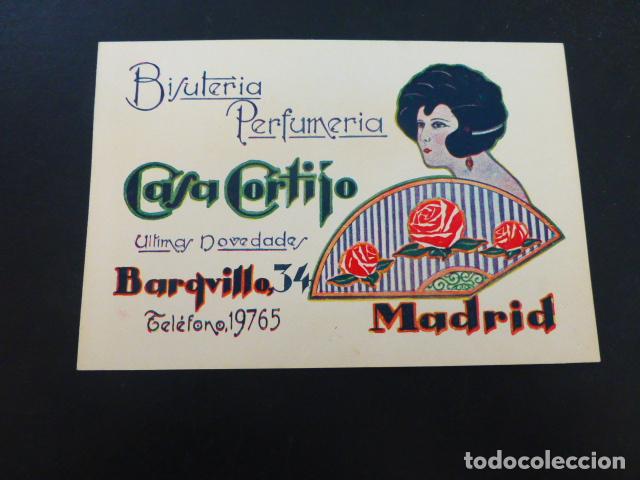 Alte Dokumente: MADRID CASA CORTIJO BISUTERIA PERFUMERIA TARJETA PUBLICITARIA