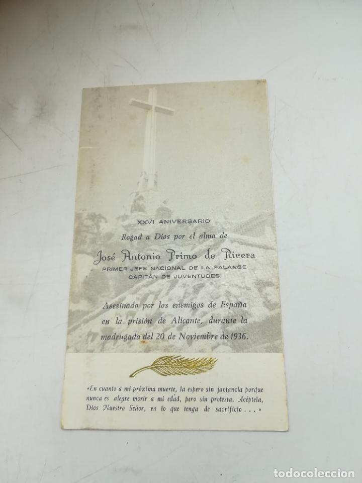Documents Anciens: TARJETA DE ACTOS CONMEMORATIVOS EN EL XXVI ANIVERSARIO DEL DIA DE JOSE ANTONIO Y DE LOS CAIDOS. VER