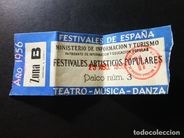 Documentos antiguos: CADIZ ENTRADA CONCIERTO FESTIVALES ARTISTICOS POPULARES 1956